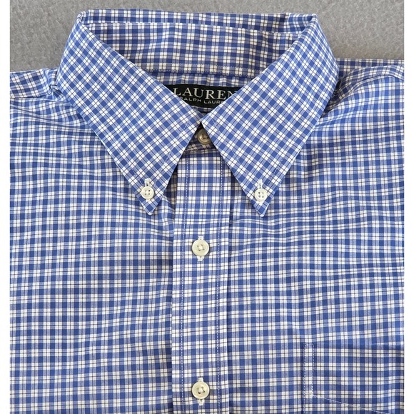 Lauren Ralph Lauren Other - Lauren Ralph Lauren Mens 17 34/35 Classic Fit Non Iron Blue Gingham Dress Shirt